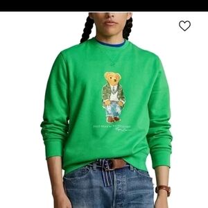 Polo by Ralph Lauren Mens Vibrant Green Bear Crewneck Pullover